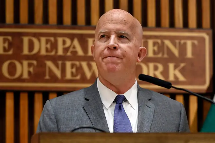 NYPD Commissioner James O'Neill announcing this past August that he would accept the recommendation of an NYPD judge and fire Officer Daniel Pantaleo, the cop who fatally choked Eric Garner.
